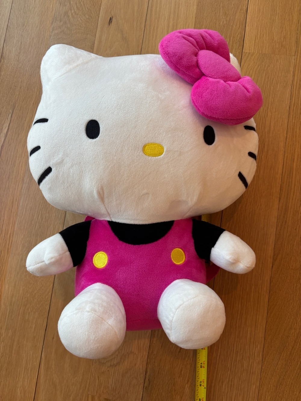 Hello Kitty XL Plush Backpack Pink Black Adjustable Bag - Picture 5 of 5